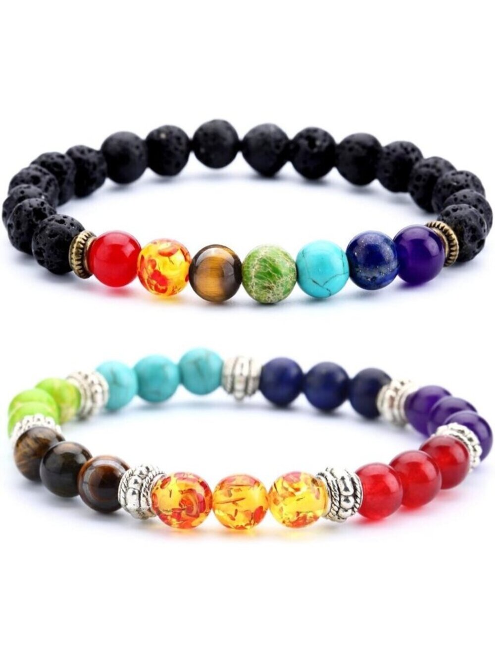 🆕 Men Black Lava Rock Beads Bracelet Elastic Natural Stone Chakra Yoga Bangle